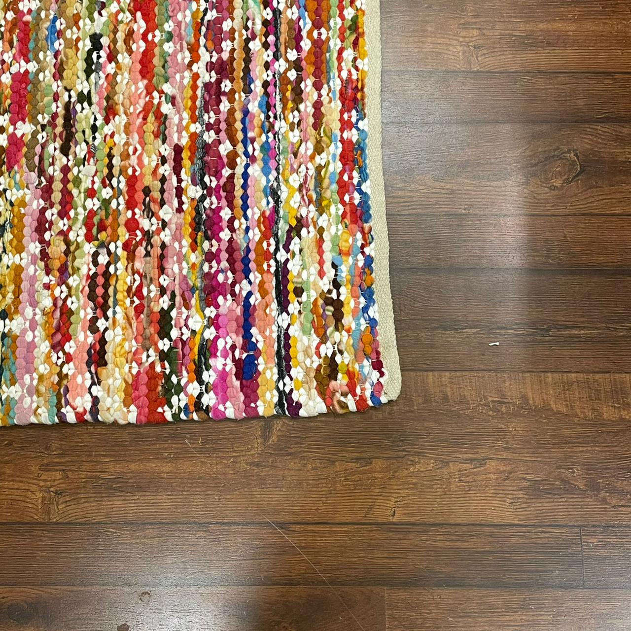 Hand-weaved 100% Cotton Multi-color  Rug
