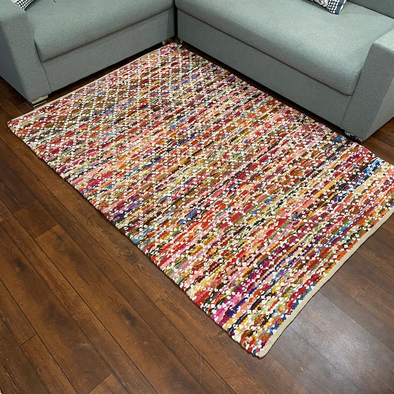 Hand-weaved 100% Cotton Multi-color Rug