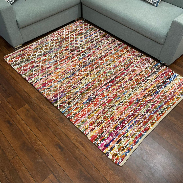 Hand-weaved 100% Cotton Multi-color  Rug
