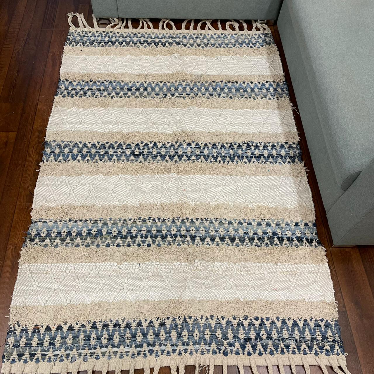 Hand-weaved 100% Cotton Multi-color  Rug