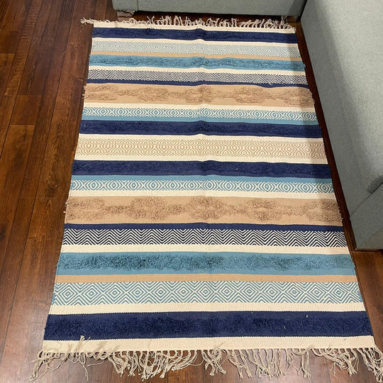 Hand-weaved 100% Cotton Multi-color  Rug