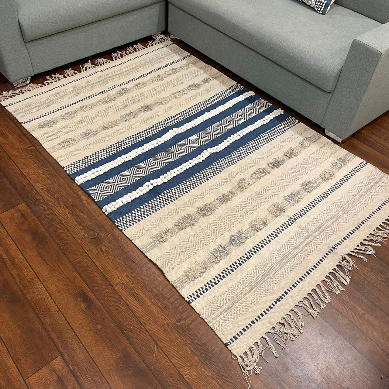 Hand-weaved 100% Cotton Multi-color  Rug