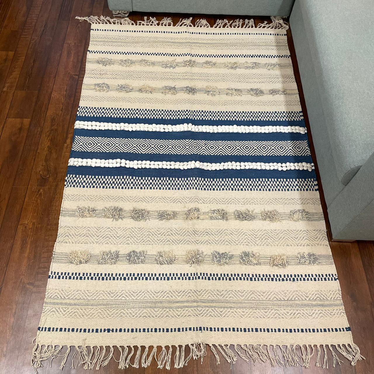 Hand-weaved 100% Cotton Multi-color  Rug