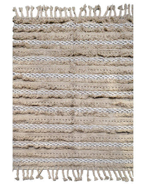 Hand-weaved 100% Cotton woven  Beige Rug