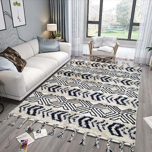 Hand-weaved 100% Cotton woven Rug with set of 2 Cushion Covers