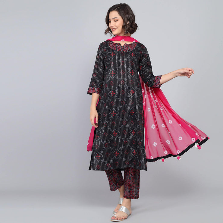 Black Rayon Kurta with Lehenga & Dupatta | KS-GULZAR-3002 | Cilory.com