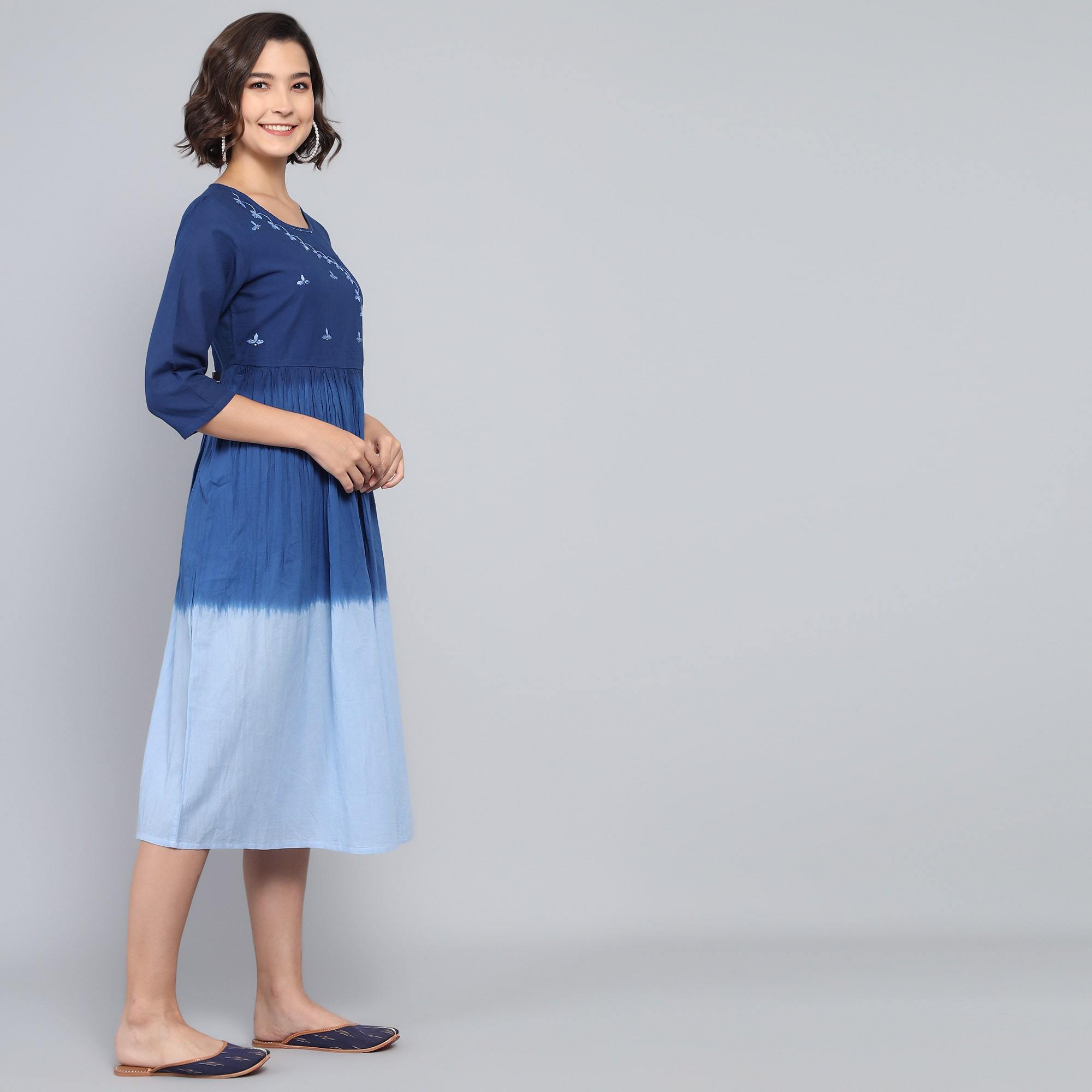 RangDeep Blueberries Ombre Cotton Kurta Dress Ombre Dress Rangdeep-Fashions 