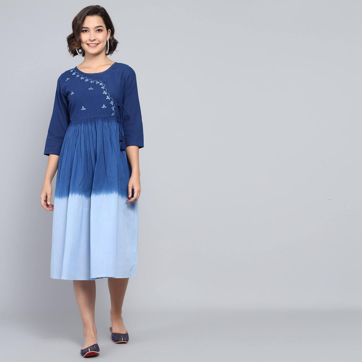RangDeep Blueberries Ombre Cotton Kurta Dress Ombre Dress Rangdeep-Fashions Large 