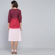 RangDeep Claret Pink Ombre Cotton Kurta Dress Ombre Dress Rangdeep-Fashions 