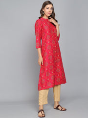 Rangdeep Coral Knee length Viscose Straight Kurta Viscose Kurtis Rangdeep-Fashions 