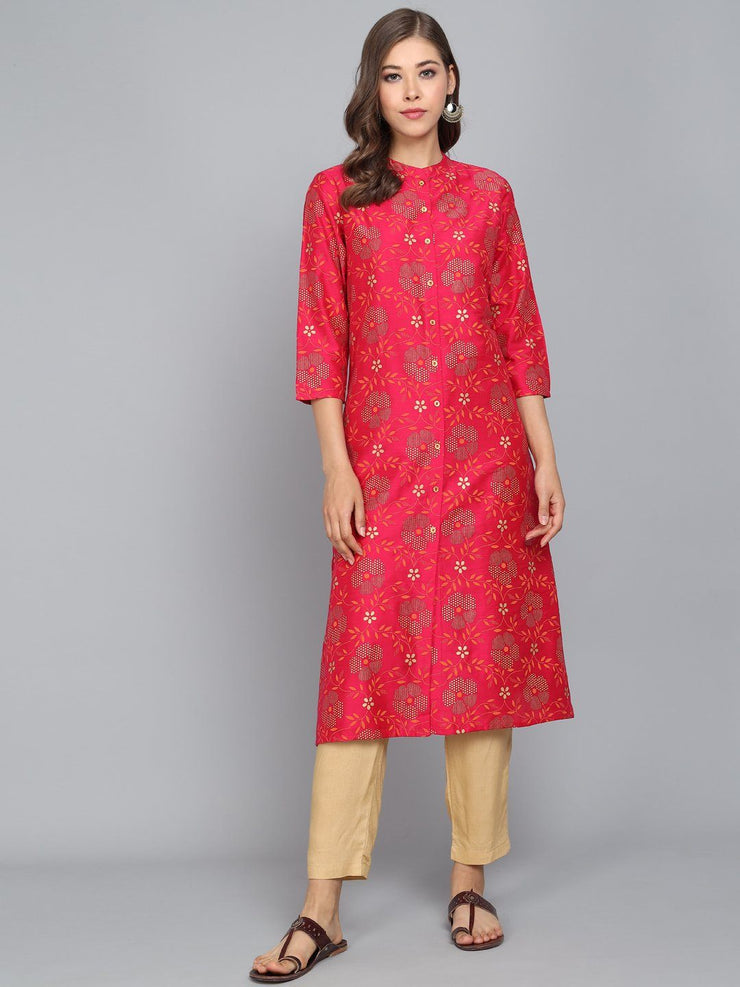 Rangdeep Coral Knee length Viscose Straight Kurta Viscose Kurtis Rangdeep-Fashions 