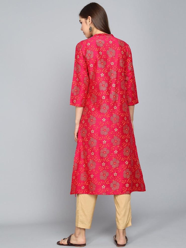 Rangdeep Coral Knee length Viscose Straight Kurta Viscose Kurtis Rangdeep-Fashions 