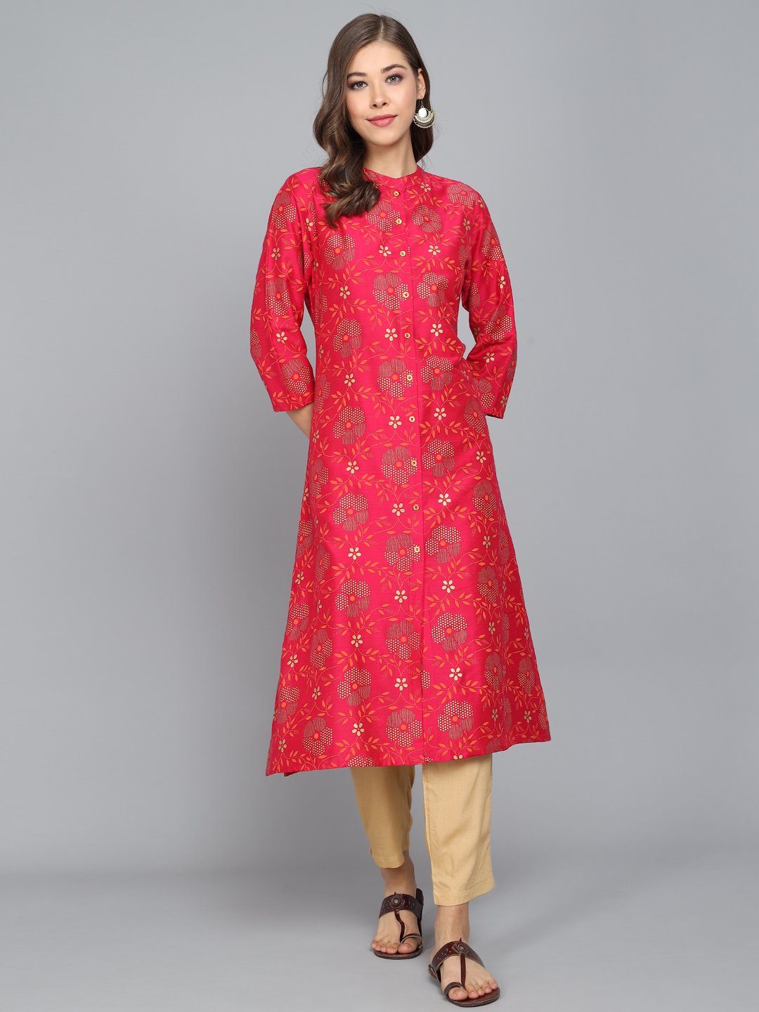 Rangdeep Coral Knee length Viscose Straight Kurta Viscose Kurtis Rangdeep-Fashions Medium 
