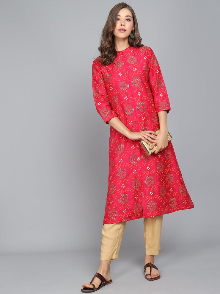 Rangdeep Coral Knee length Viscose Straight Kurta Viscose Kurtis Rangdeep-Fashions Small 