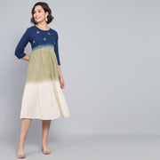RangDeep Frozen Blue Ombre Cotton Kurta Dress Ombre Dress Rangdeep-Fashions 