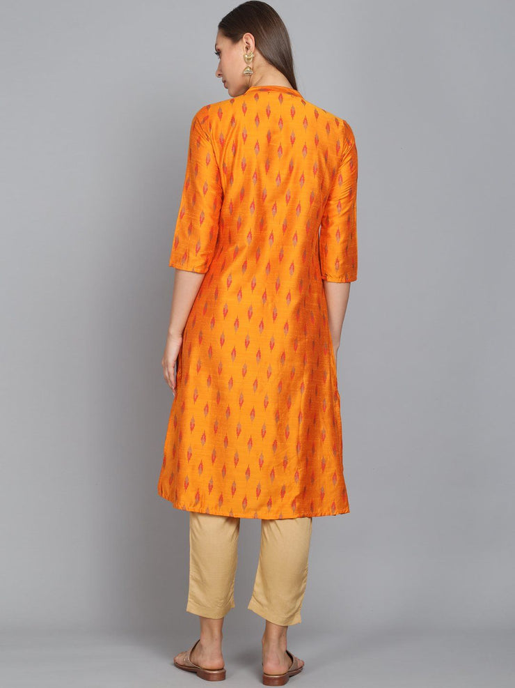 Rangdeep Golden Knee length Viscose Straight Kurta Viscose Kurtis Rangdeep-Fashions 