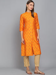 Rangdeep Golden Knee length Viscose Straight Kurta Viscose Kurtis Rangdeep-Fashions 