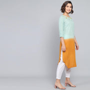 RangDeep Lemon Meadow Ombre Cotton Kurta Ombre Dress Rangdeep-Fashions 
