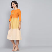 RangDeep Lemon Sorbet Ombre Cotton Kurta Dress Ombre Dress Rangdeep-Fashions Medium 