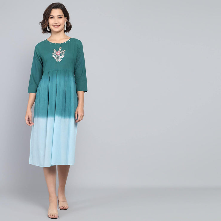 RangDeep Mermaid Ombre Cotton Kurta Dress Ombre Dress Rangdeep-Fashions Medium 