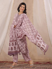 RangDeep Women Pink Floral Print Kurta Set Kurti Dupatta set Pant Rangdeep-Fashions 
