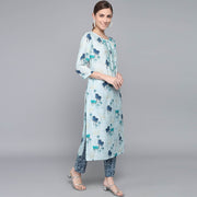 SKY BLUE MUSLIN WOMEN'S KURTA PAJAMA DUPATTA SET muslin kurta Rangdeep-Fashions 