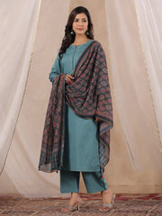 Women Cotton Flex Kurta Set With Chiffon Dupatta Kurti Dupatta set Pant Rangdeep-Fashions 