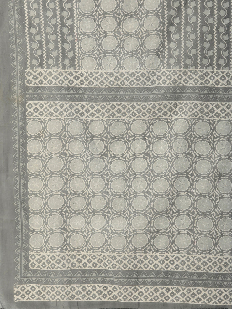 Women Grey Ethnic Motifs Printed Beads and Stones Pure Cotton Kurta with Trousers & With Dupatta Kurti Dupatta set Pant Rangdeep-Fashions 