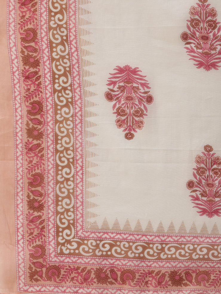 Women Pink Ethnic Motifs Printed Thread Work Pure Cotton Kurta with Trousers & With Dupatta Kurti Dupatta set Pant Rangdeep-Fashions 