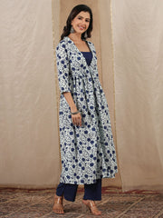 Women Pure Cotton 3 pcs Kurta Set Kurti Dupatta set Pant Rangdeep-Fashions 