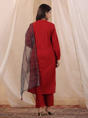 Women Pure Cotton kurta Set with Orgenza Dupatta Kurti Dupatta set Pant Rangdeep-Fashions 
