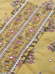 Women Yellow Pure Cotton Ethnic Printed Gotta Patti Kurta with Trousers & Dupatta Kurti Dupatta set Pant Rangdeep-Fashions 