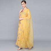 YELLOW MUSLIN WOMEN'S KURTA PAJAMA DUPATTA SET muslin kurta Rangdeep-Fashions 